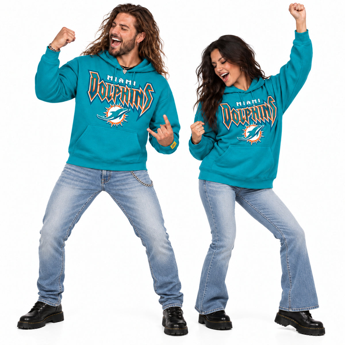 Zubaz NFL Men's & Women's 90s Heavy Metal Hoodie, Miami Dolphins