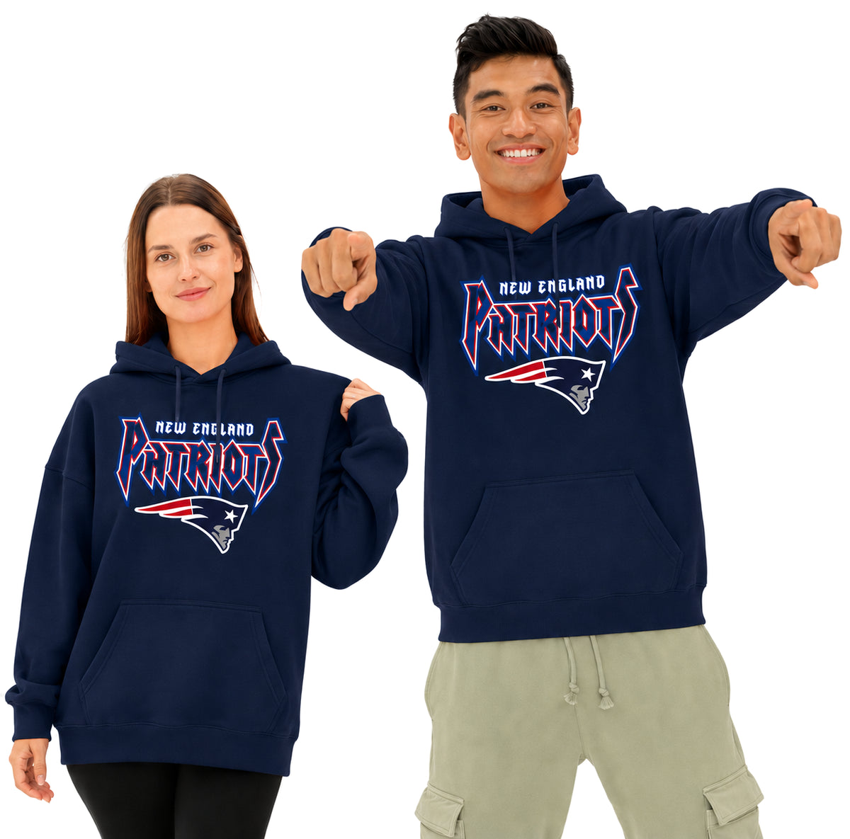 Zubaz NFL New England Patriots Unisex 90s Vintage Heavy Metal Hoodie