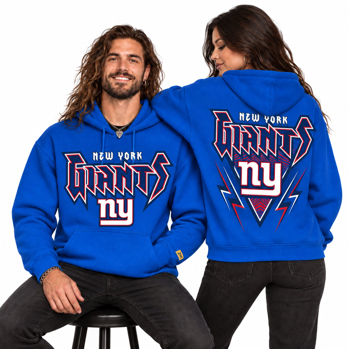 Zubaz NFL Men's & Women's 90s Heavy Metal Hoodie, New York Giants