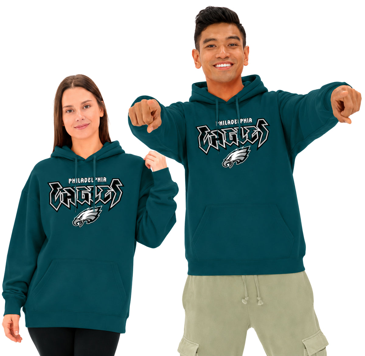Zubaz NFL Men's & Women's 90s Heavy Metal Hoodie, Philadelphia Eagles