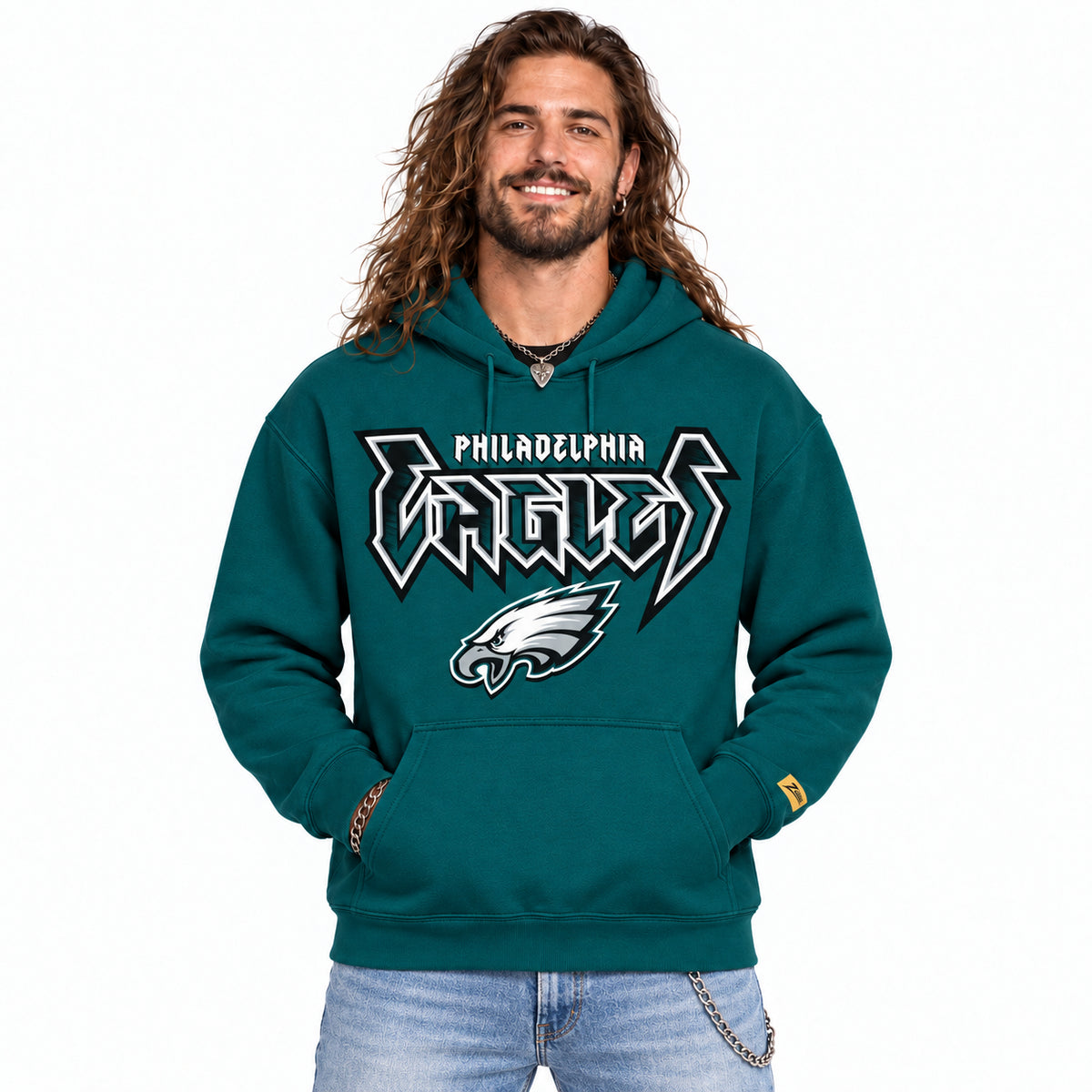 Zubaz NFL Men's & Women's 90s Heavy Metal Hoodie, Philadelphia Eagles