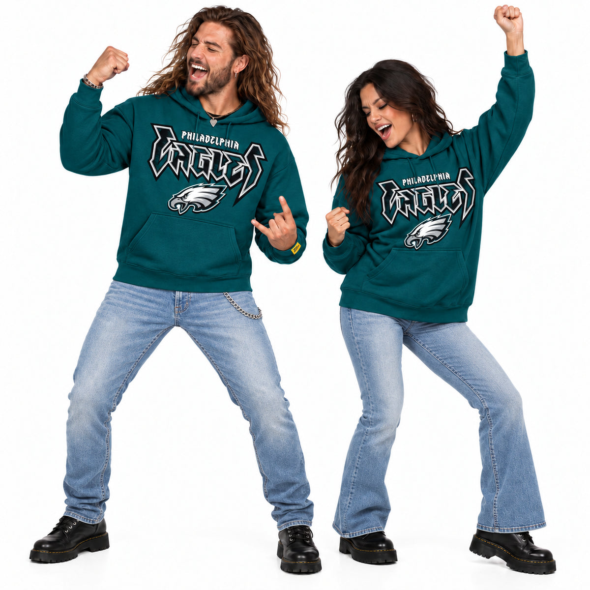 Zubaz NFL Men's & Women's 90s Heavy Metal Hoodie, Philadelphia Eagles