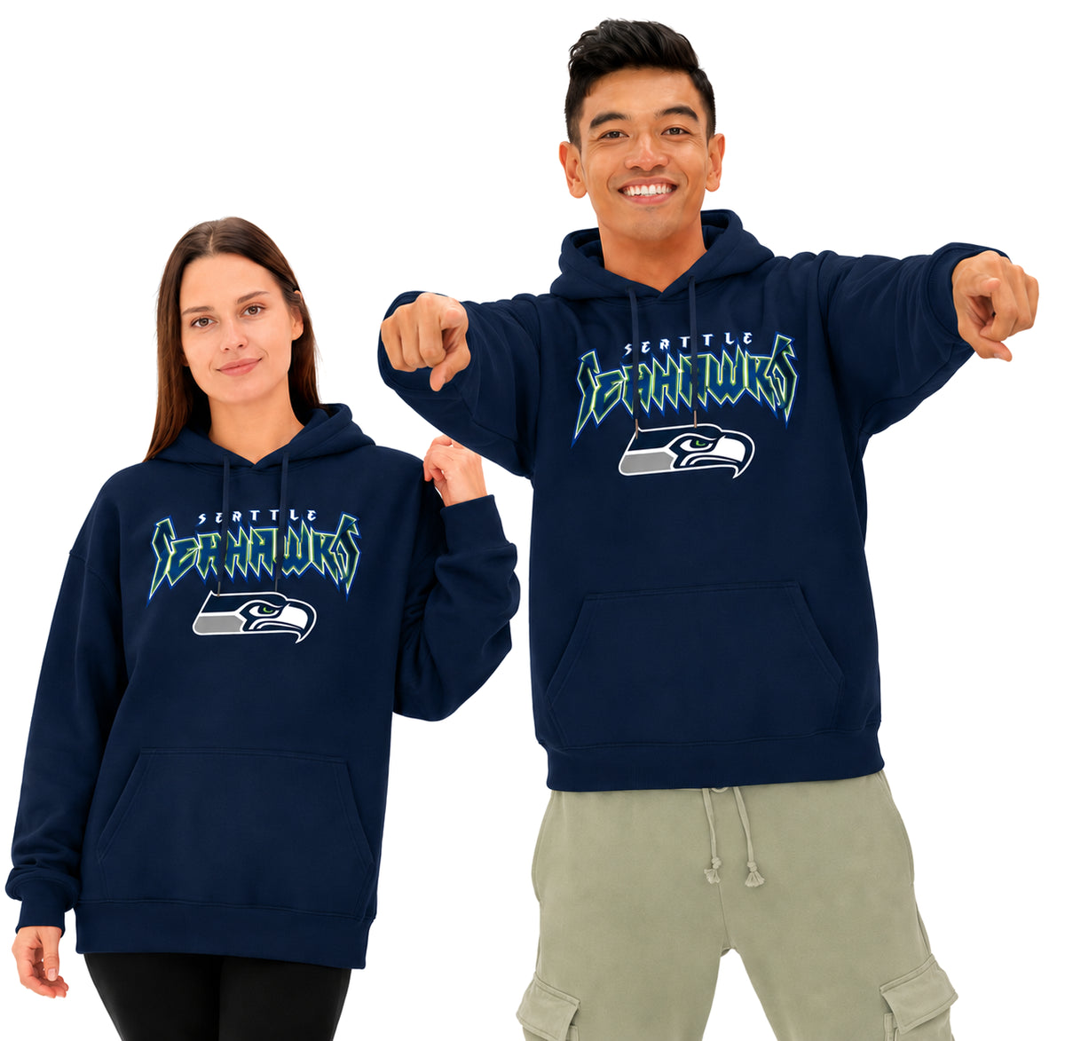 Zubaz NFL Seattle Seahawks Unisex 90s Vintage Heavy Metal Hoodie