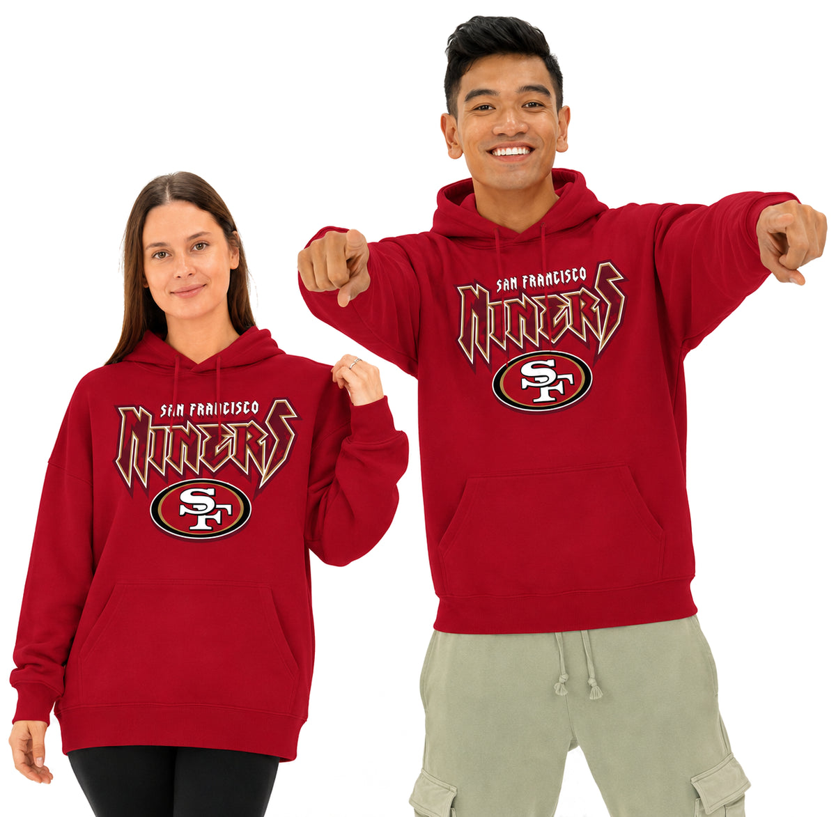 Zubaz NFL San Francisco 49ers Unisex 90s Vintage Heavy Metal Hoodie