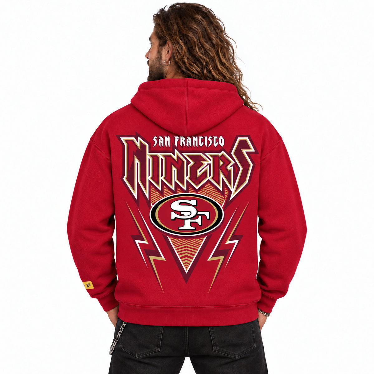 Zubaz NFL San Francisco 49ers Unisex 90s Vintage Heavy Metal Hoodie