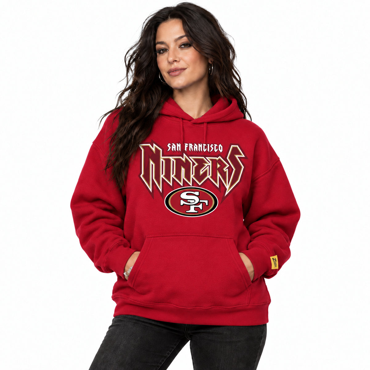 Zubaz NFL San Francisco 49ers Unisex 90s Vintage Heavy Metal Hoodie