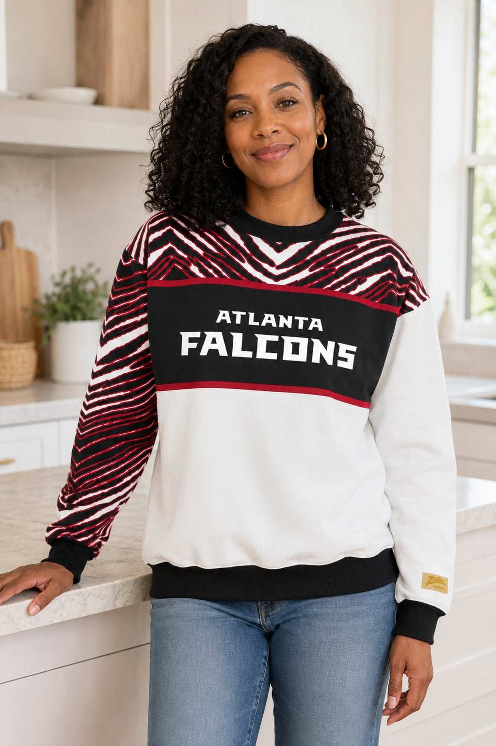 Zubaz NFL Men's & Women's 90s Strong Arm Crew, Atlanta Falcons