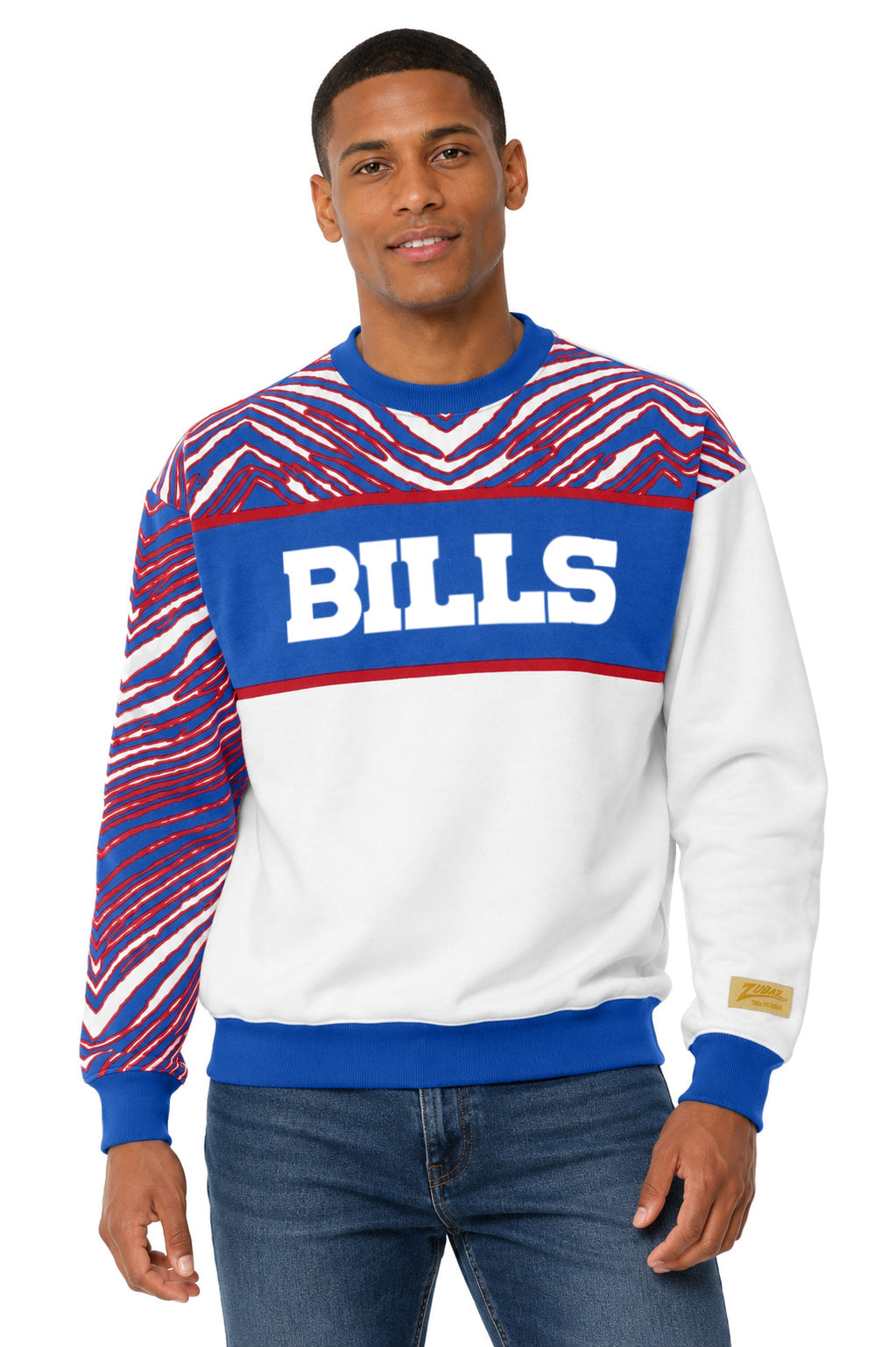 Zubaz NFL Men's & Women's 90s Strong Arm Crew, Buffalo Bills