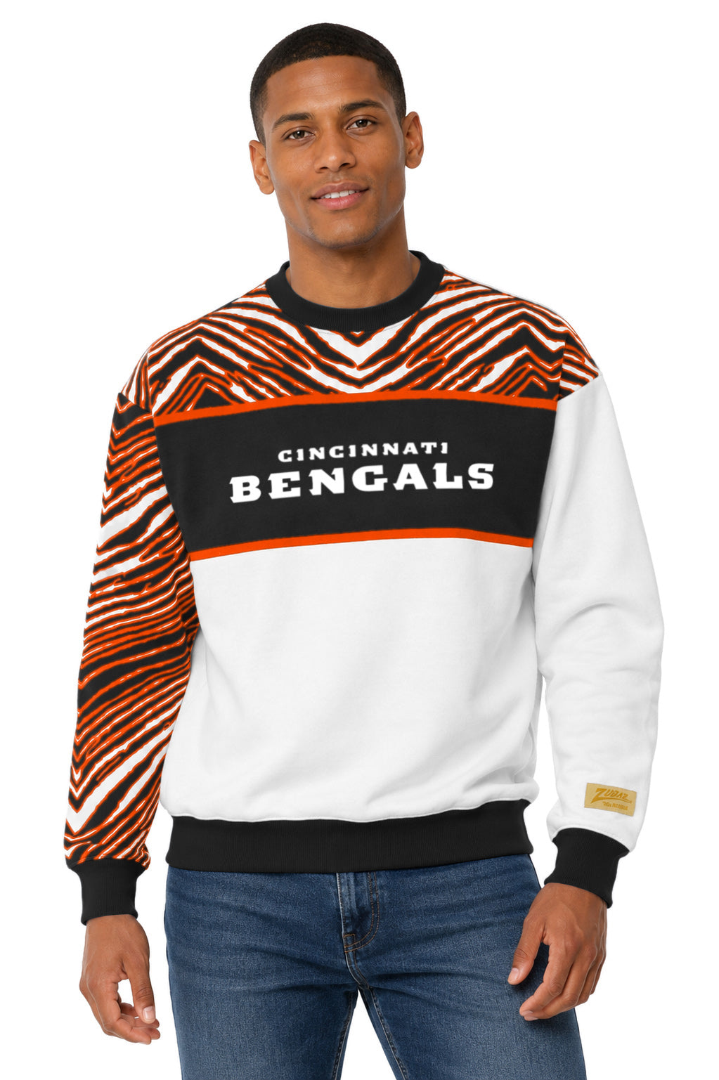 Zubaz NFL Men's & Women's 90s Strong Arm Crew, Cincinnati Bengals