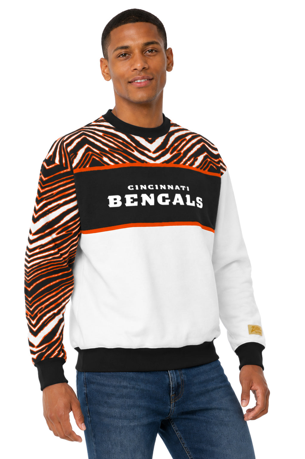 Zubaz NFL Men's & Women's 90s Strong Arm Crew, Cincinnati Bengals