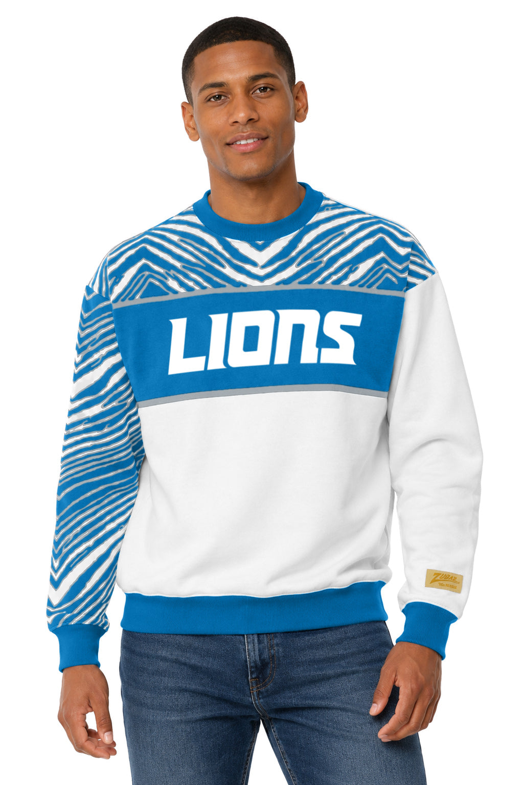 Zubaz NFL Men's & Women's 90s Strong Arm Crew, Detroit Lions