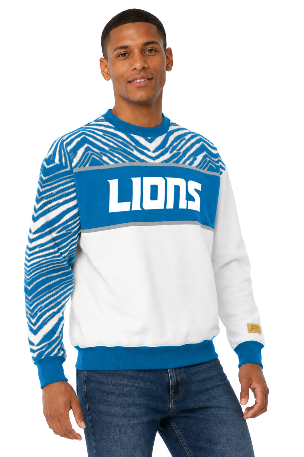 Zubaz NFL Men's & Women's 90s Strong Arm Crew, Detroit Lions