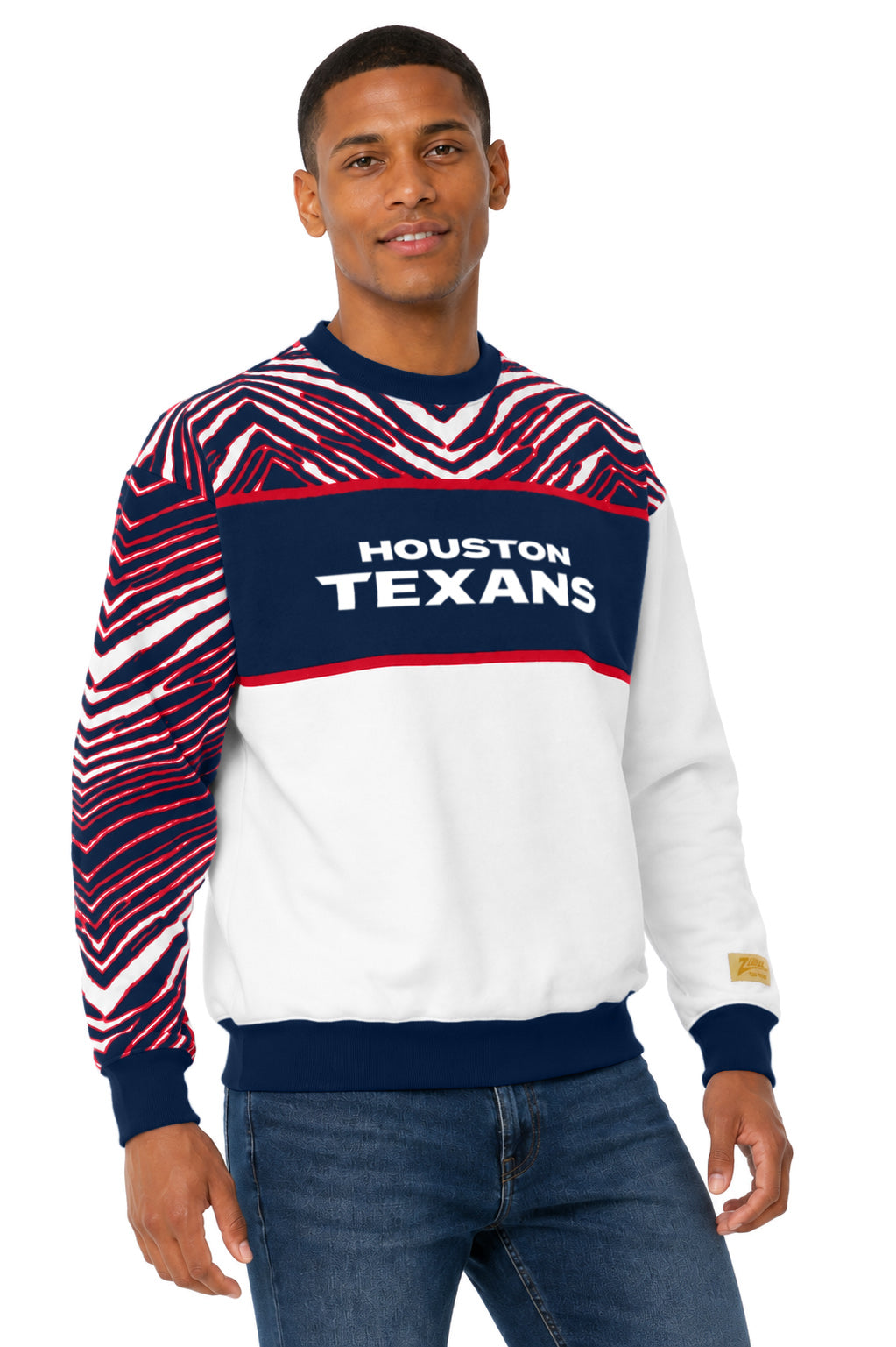 Zubaz NFL Men's & Women's 90s Strong Arm Crew, Houston Texans