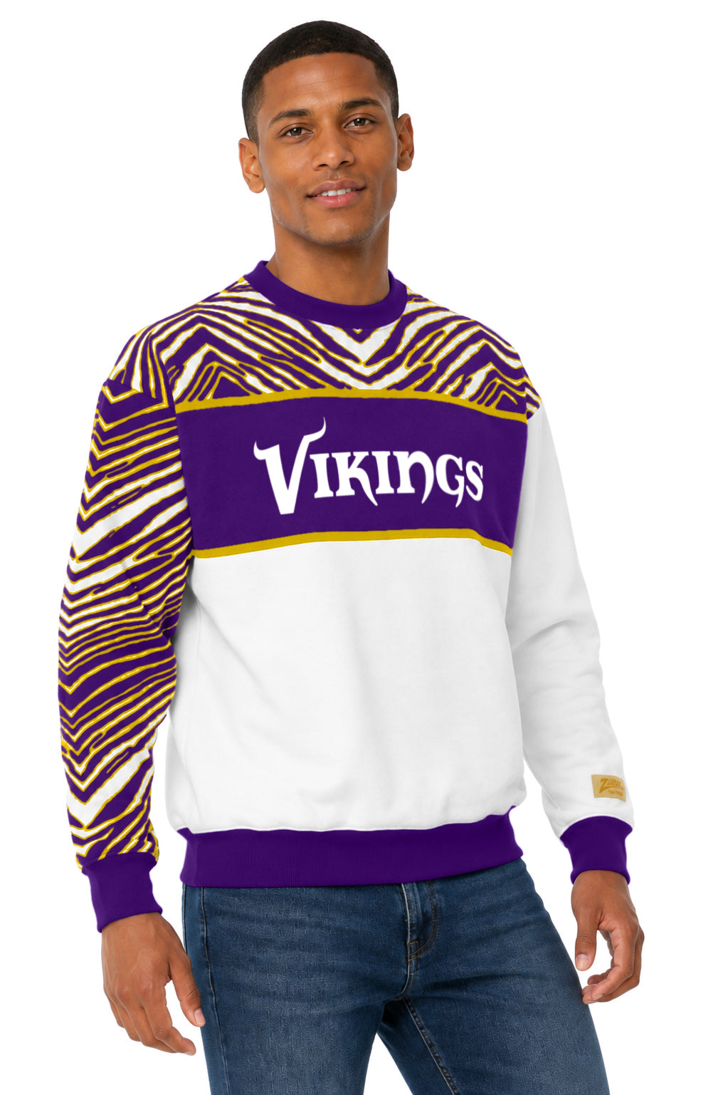 Zubaz NFL Men's & Women's 90s Strong Arm Crew, Minnesota Vikings