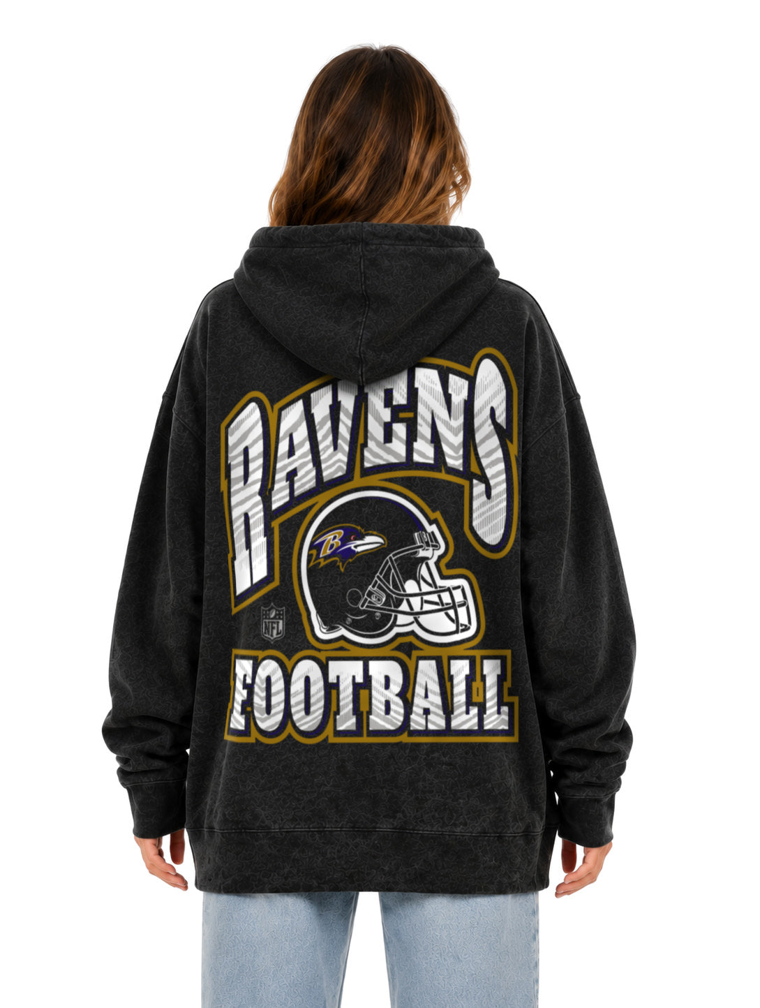 Zubaz NFL Unisex 90s Vintage All Pro Hoodie, Baltimore Ravens