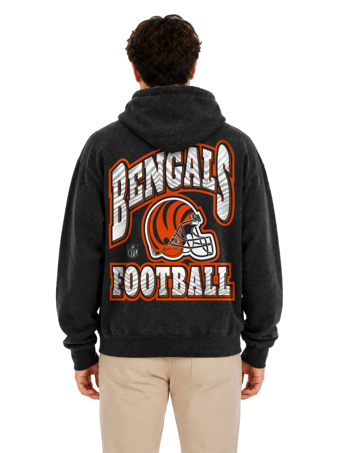Zubaz NFL Cincinnati Bengals Unisex Black Zebra Fade 90s Vintage All Pro Hoodie