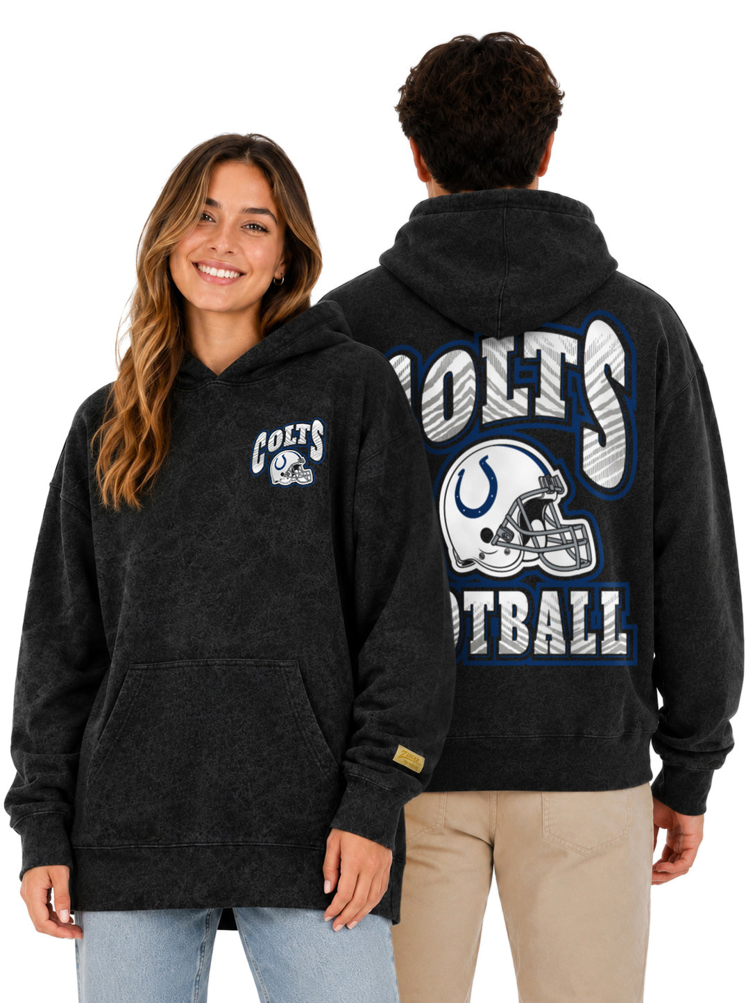 Zubaz NFL Indianapolis Colts Unisex Black Zebra Fade 90s Vintage All Pro Hoodie