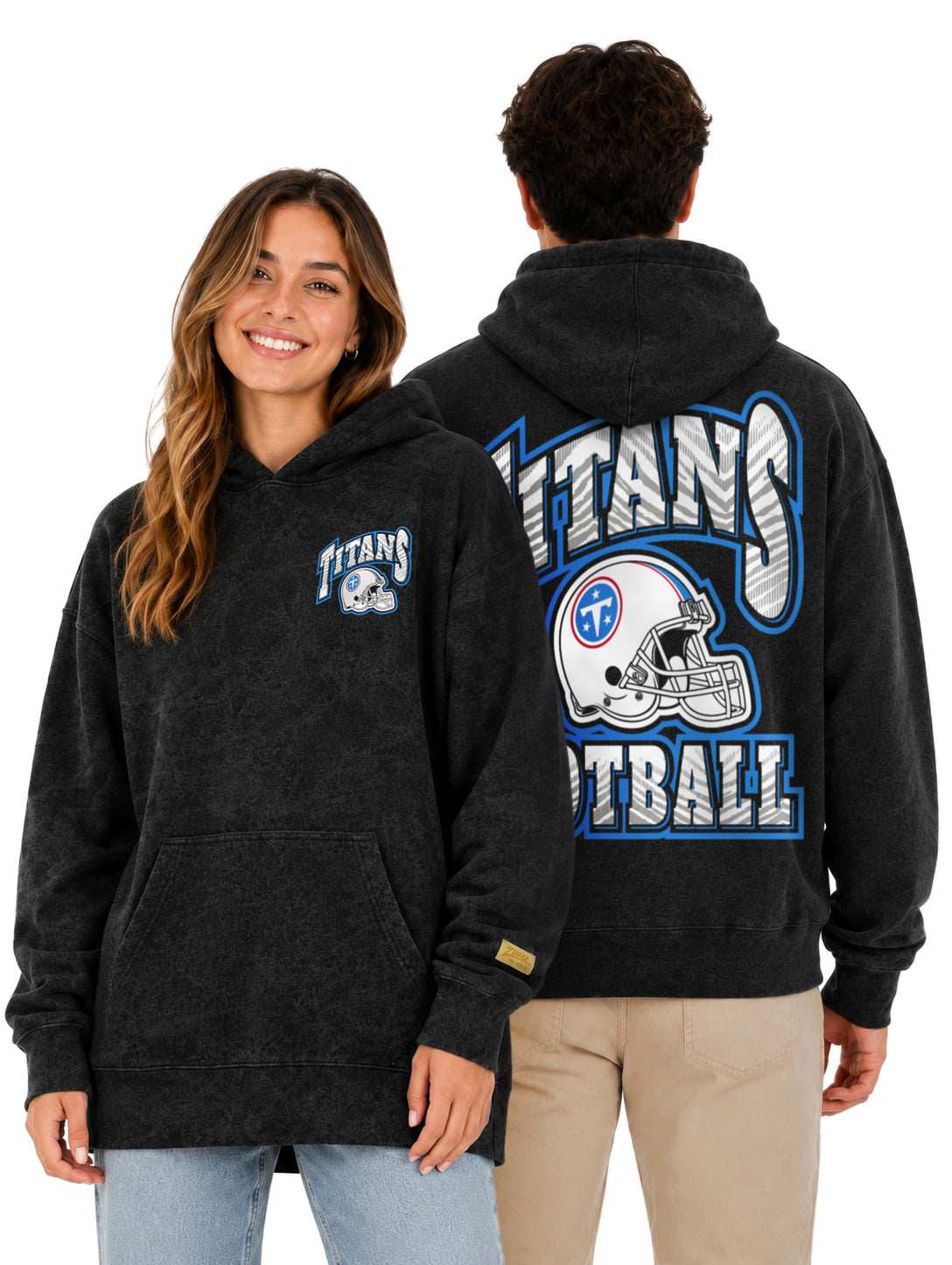 Zubaz NFL Tennessee Titans Unisex Black Zebra Fade 90s Vintage All Pro Hoodie