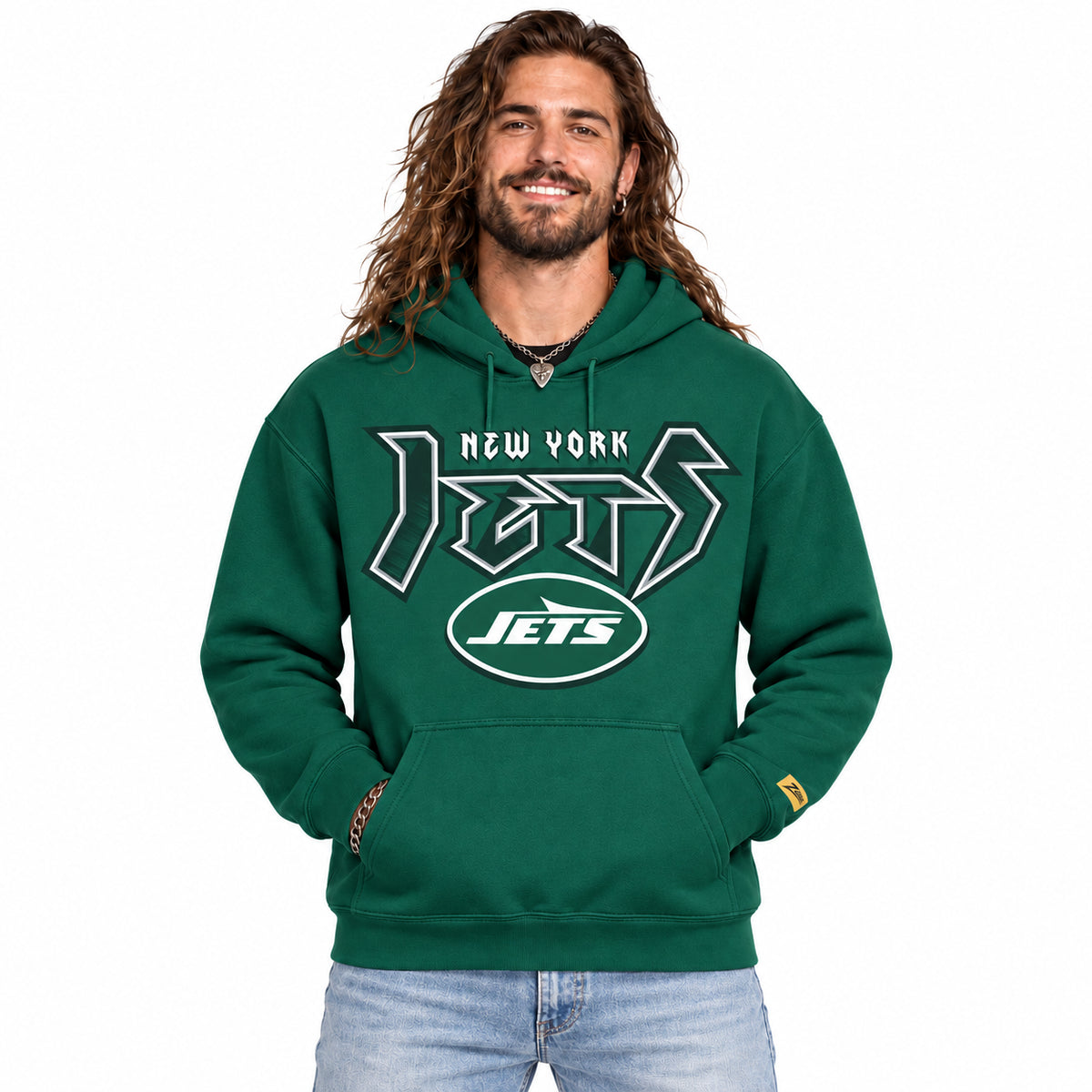 Zubaz NFL Men's & Women's 90s Heavy Metal Graphic Hoodie, New York Jets