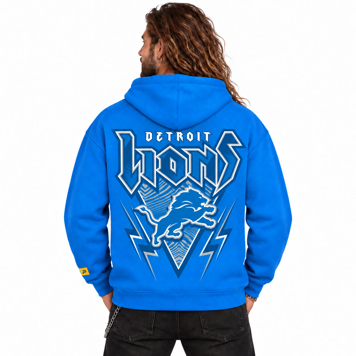 Zubaz NFL Detroit Lions Unisex 90s Vintage Heavy Metal Hoodie