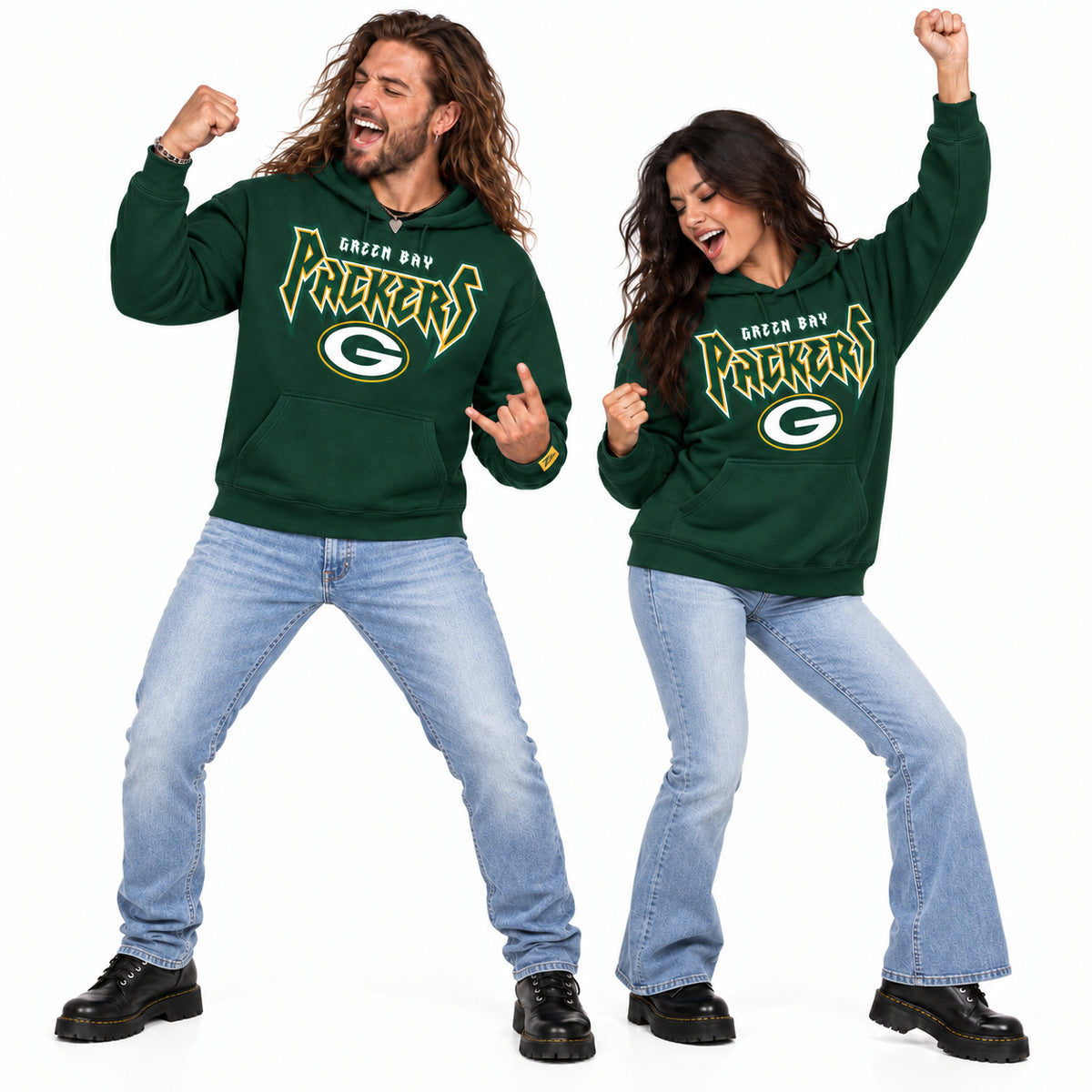 Zubaz NFL Men's & Women's 90s Heavy Metal Hoodie, Green Bay Packers