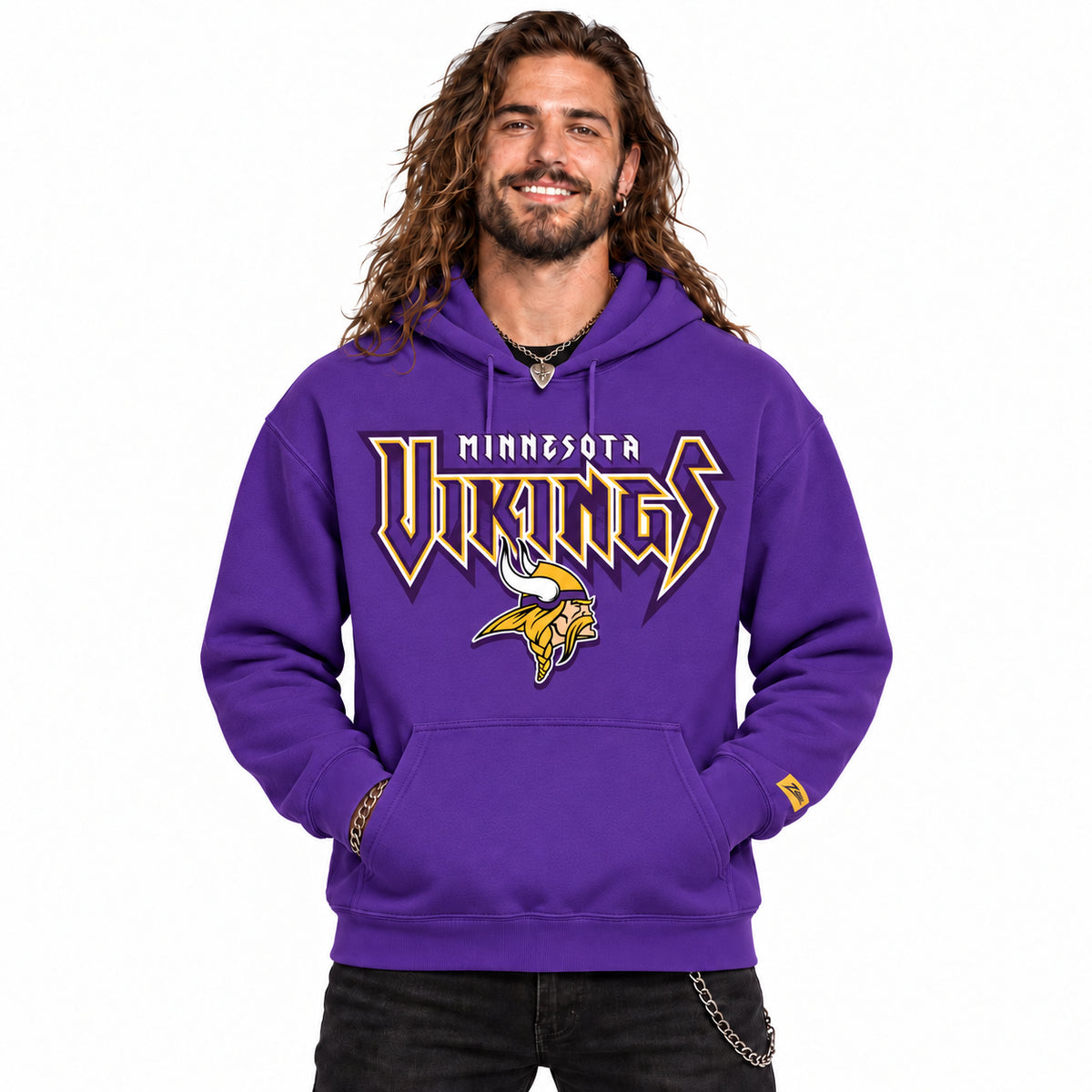 Zubaz NFL Men's & Women's 90s Heavy Metal Hoodie, Minnesota Vikings