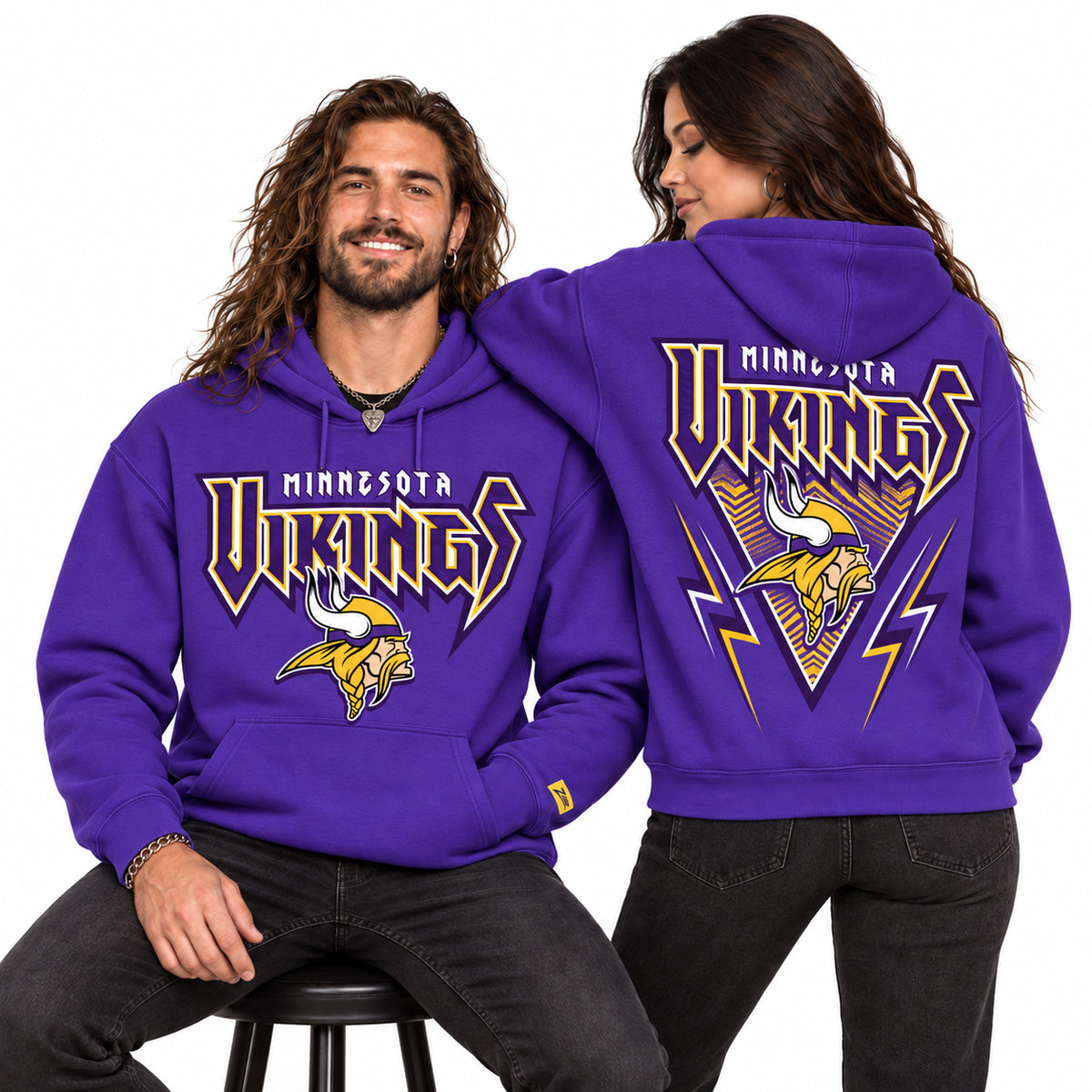 Zubaz NFL Men's & Women's 90s Heavy Metal Hoodie, Minnesota Vikings