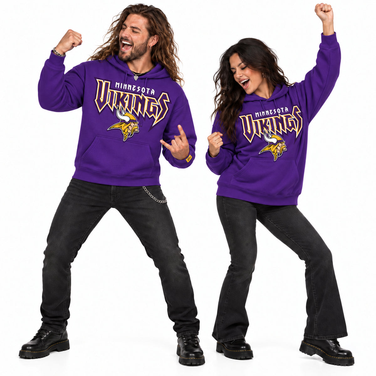 Zubaz NFL Men's & Women's 90s Heavy Metal Hoodie, Minnesota Vikings
