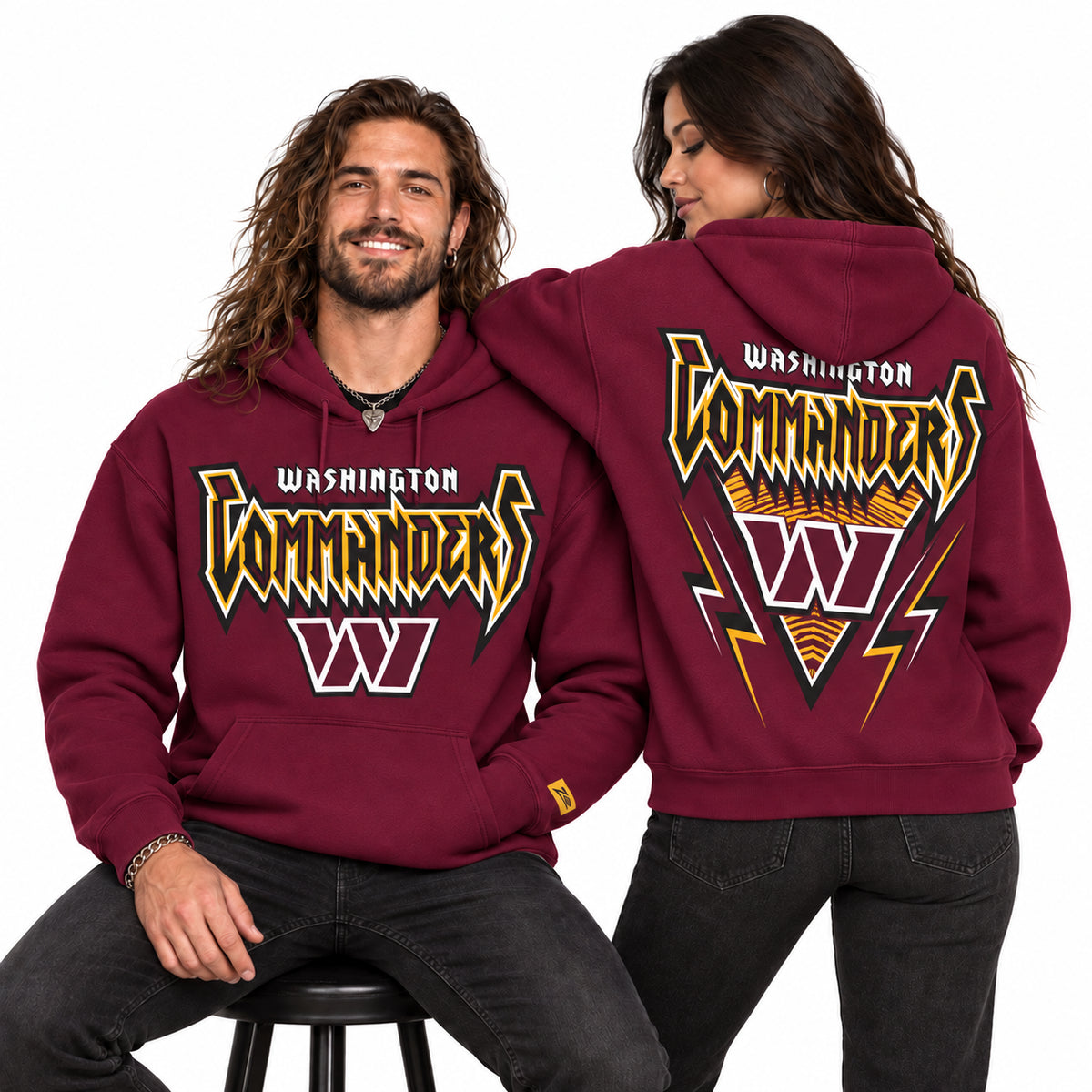Zubaz NFL Men's & Women's 90s Heavy Metal Hoodie, Washington Commanders