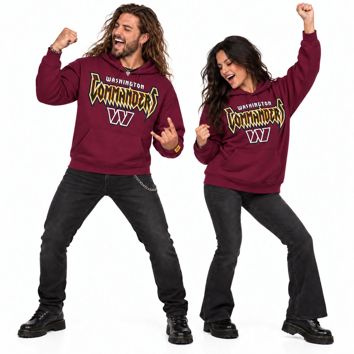 Zubaz NFL Men's & Women's 90s Heavy Metal Hoodie, Washington Commanders