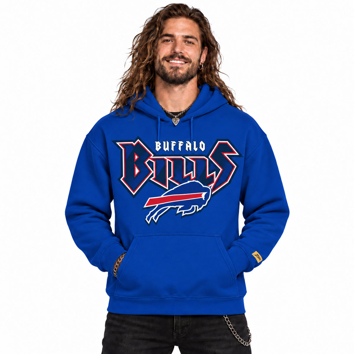 Zubaz NFL Men's & Women's 90s Heavy Metal Graphic Hoodie, Buffalo Bills