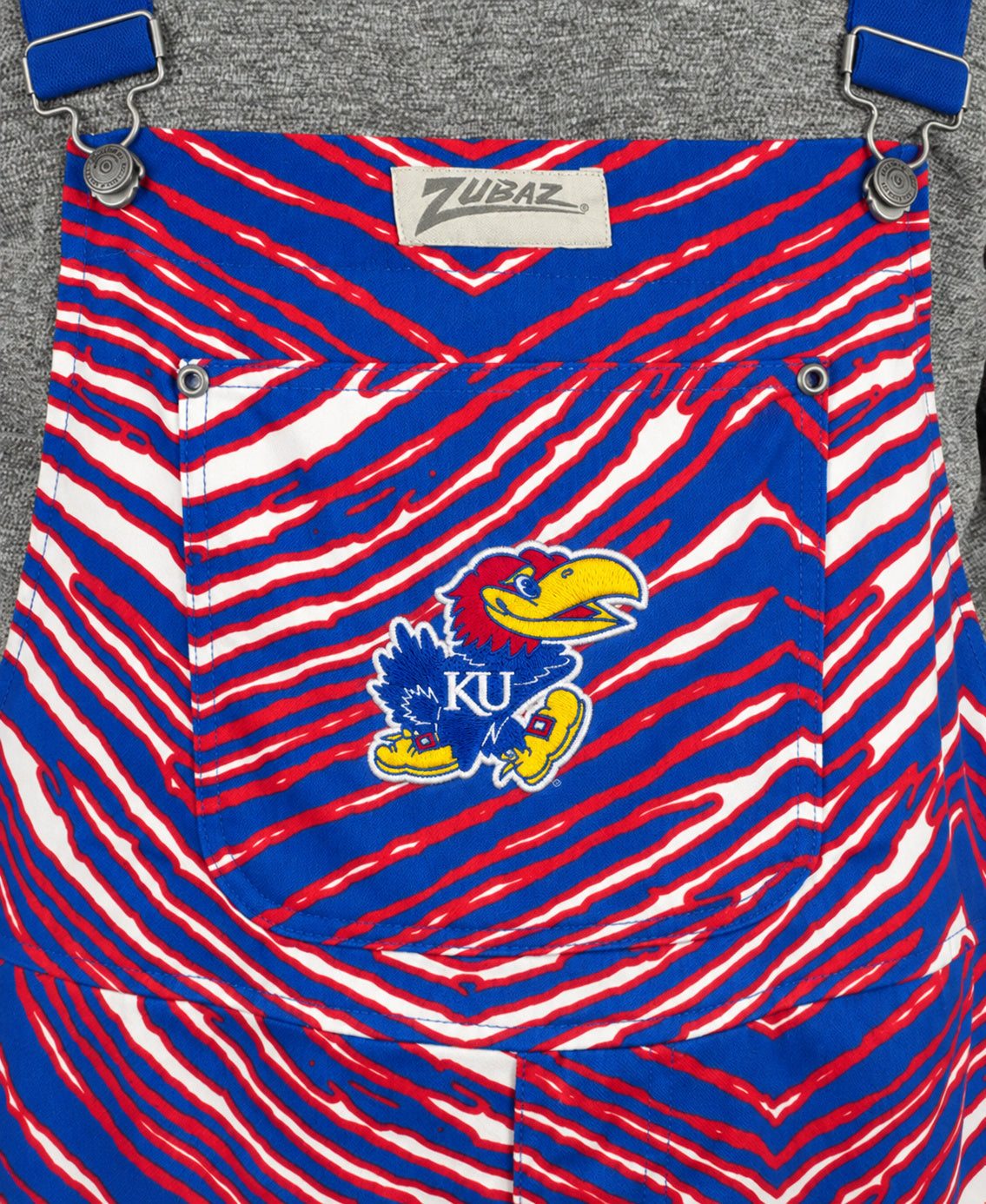 Zubaz NCAA Kansas Jayhawks Adult Unisex 3 Color Zebra Lined Bib