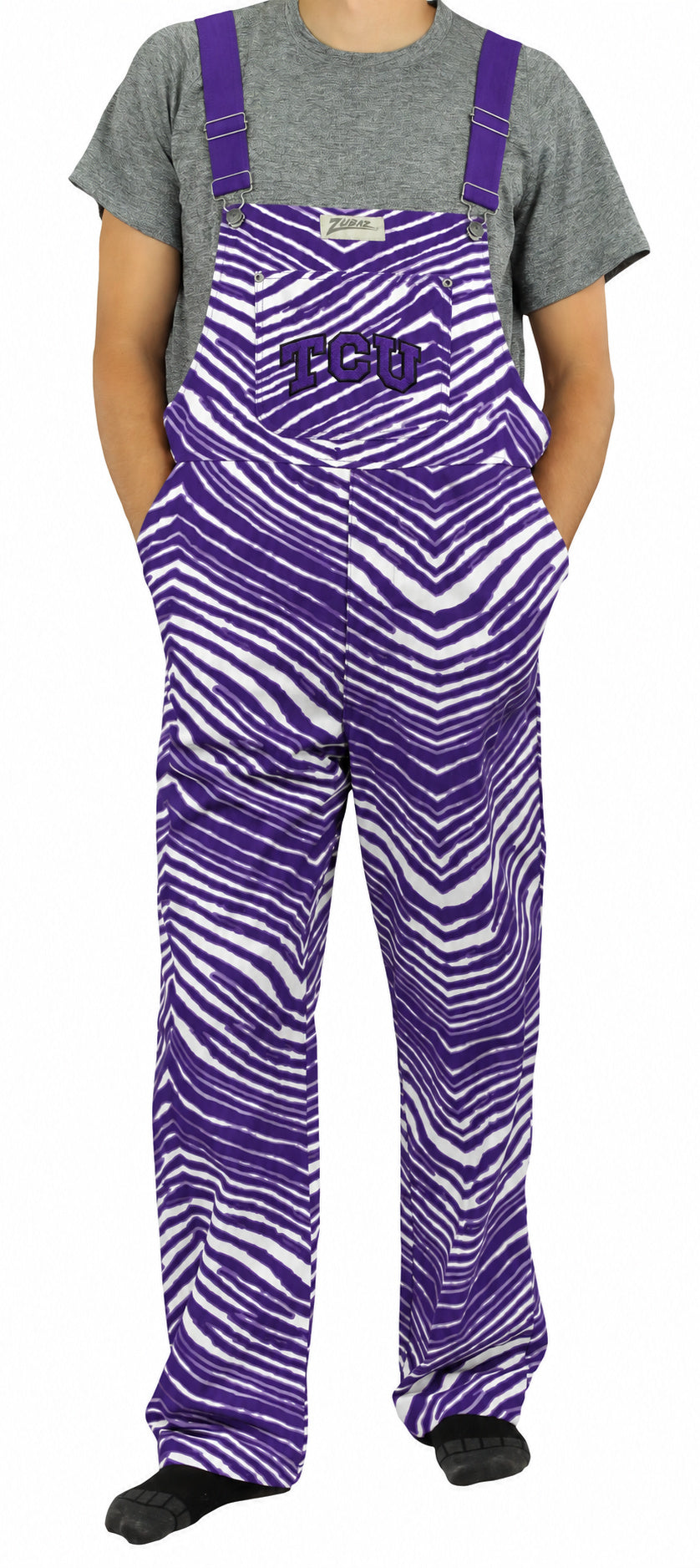 Zubaz NCAA TCU Horned Frogs Adult Unisex 3 Color Zebra Lined Bib