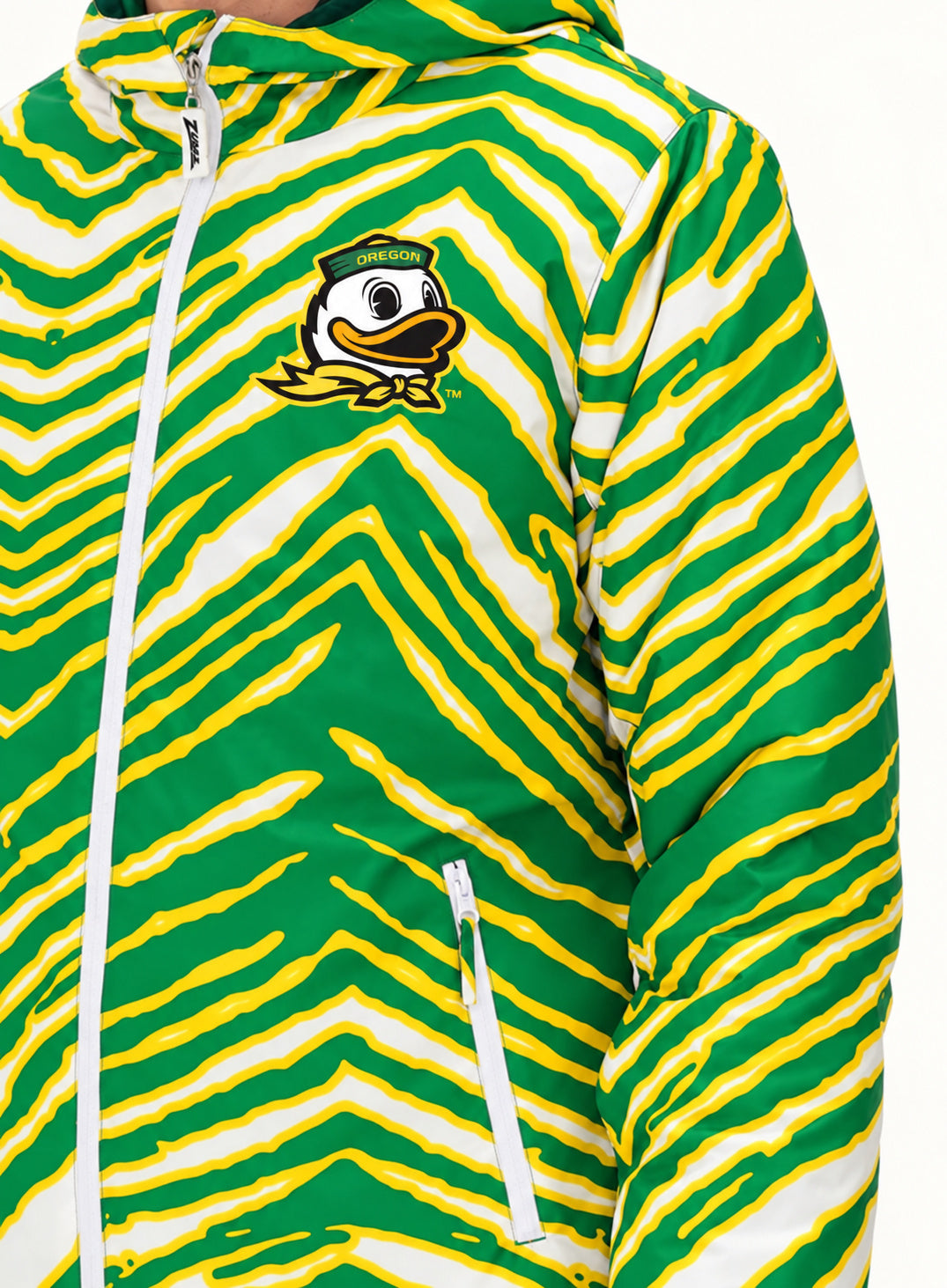 Zubaz NCAA Oregon Ducks Adult Unisex Team Color Zebra Bleacher Blazer Snow Jacket