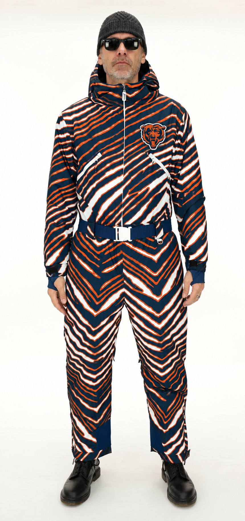 Zubaz NFL Chicago Bears Adult Unisex Team Color Zebra Tundra Tux Snowsuit