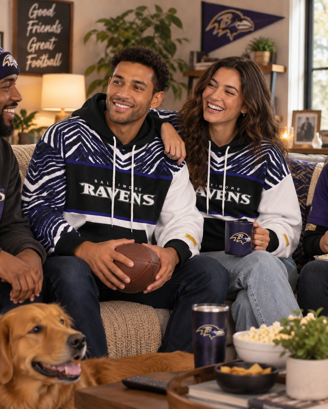 Zubaz NFL Men's & Women's 90s Strong Arm Hoodie, Baltimore Ravens
