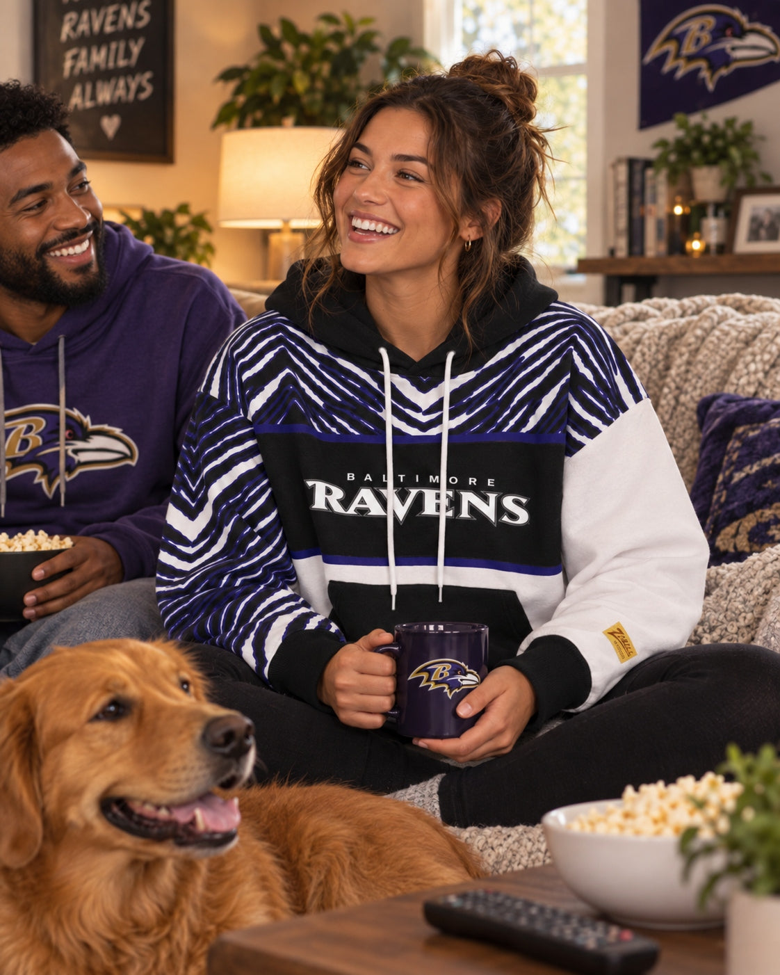 Zubaz NFL Men's & Women's 90s Strong Arm Hoodie, Baltimore Ravens
