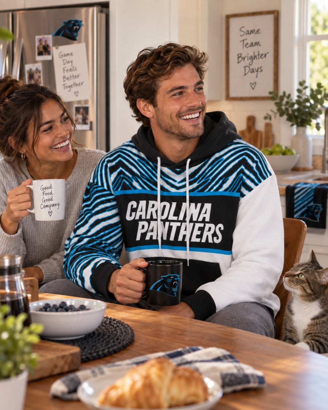 Zubaz NFL Men's & Women's 90s Strong Arm Hoodie, Carolina Panthers