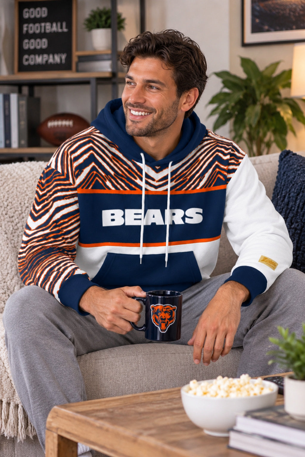 Zubaz NFL Men's & Women's 90s Strong Arm Hoodie, Chicago Bears