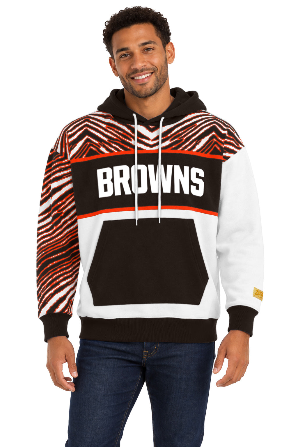 Zubaz NFL Cleveland Browns Unisex 90s Vintage Strong Arm Hoodie