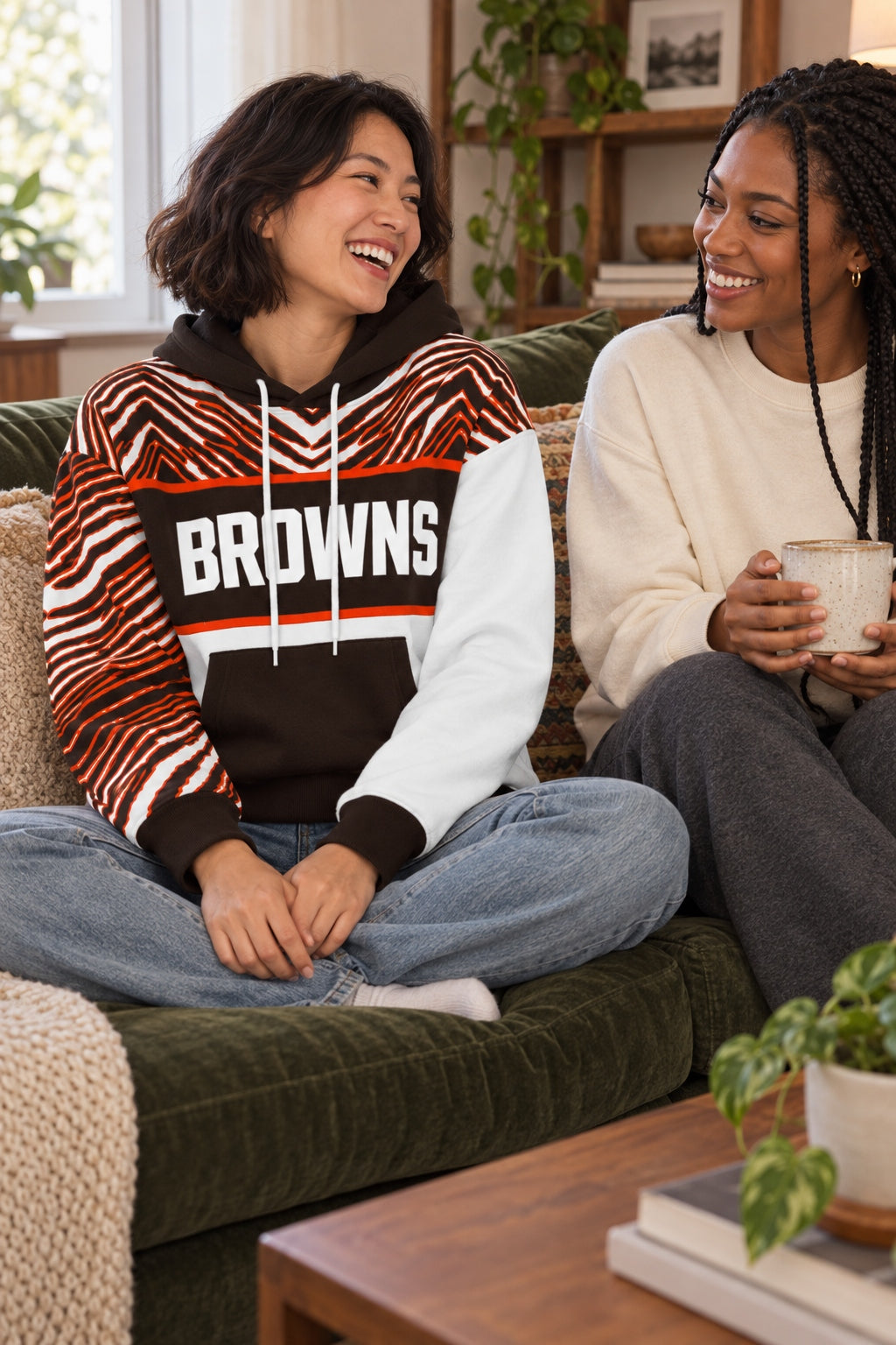 Zubaz NFL Cleveland Browns Unisex 90s Vintage Strong Arm Hoodie