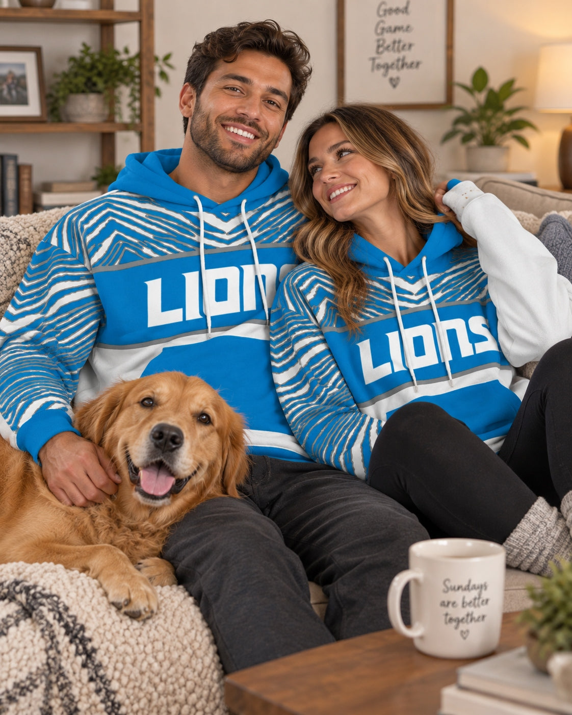 Zubaz NFL Men's & Women's 90s Strong Arm Hoodie, Detroit Lions
