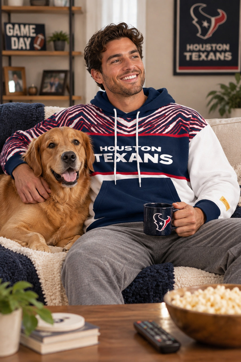 Zubaz NFL Men's & Women's 90s Strong Arm Hoodie, Houston Texans