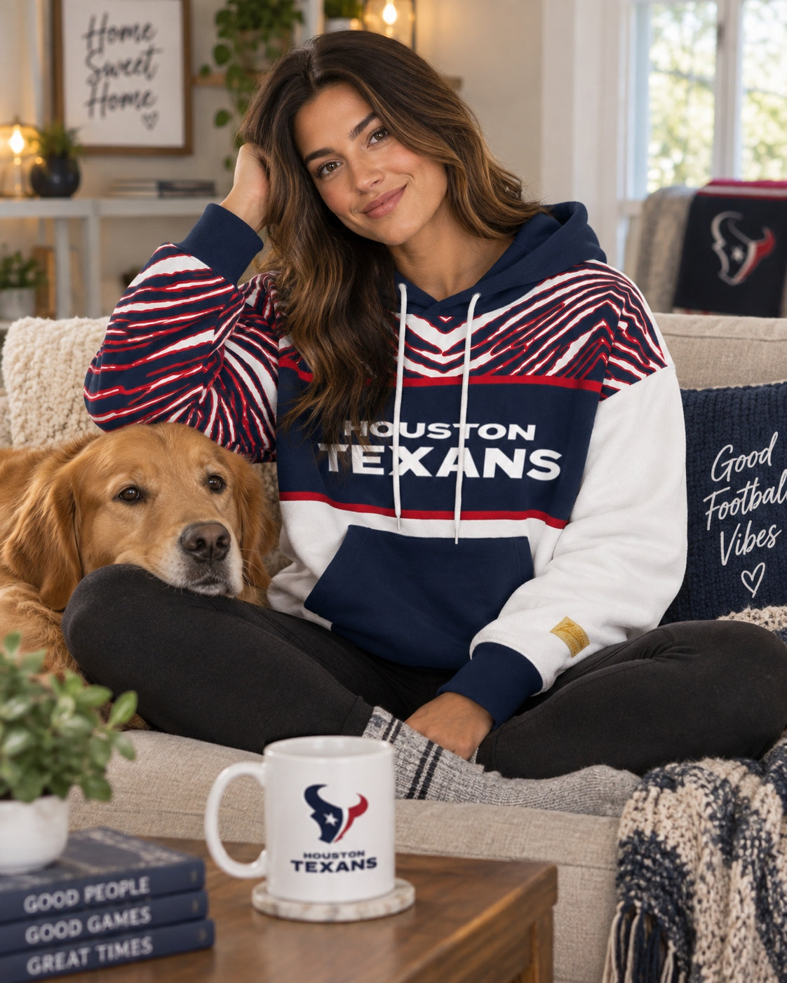 Zubaz NFL Men's & Women's 90s Strong Arm Hoodie, Houston Texans