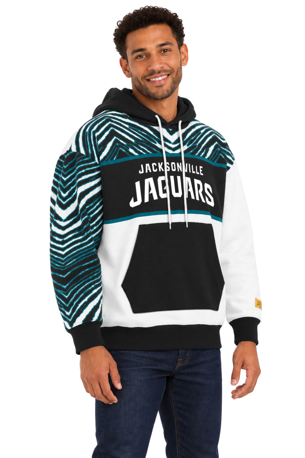 Zubaz NFL Jacksonville Jaguars Unisex 90s Vintage Strong Arm Hoodie