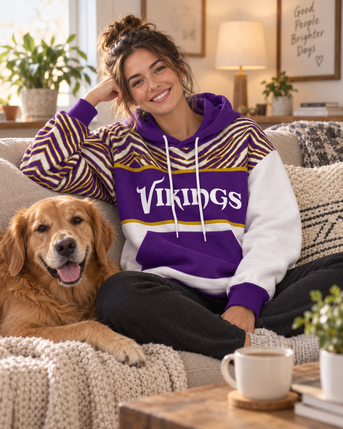 Zubaz NFL Men's & Women's 90s Strong Arm Hoodie, Minnesota Vikings