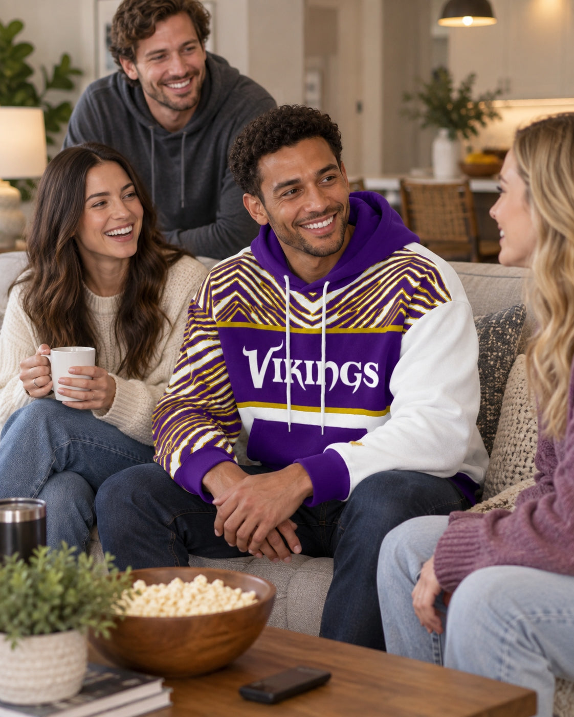 Zubaz NFL Men's & Women's 90s Strong Arm Hoodie, Minnesota Vikings