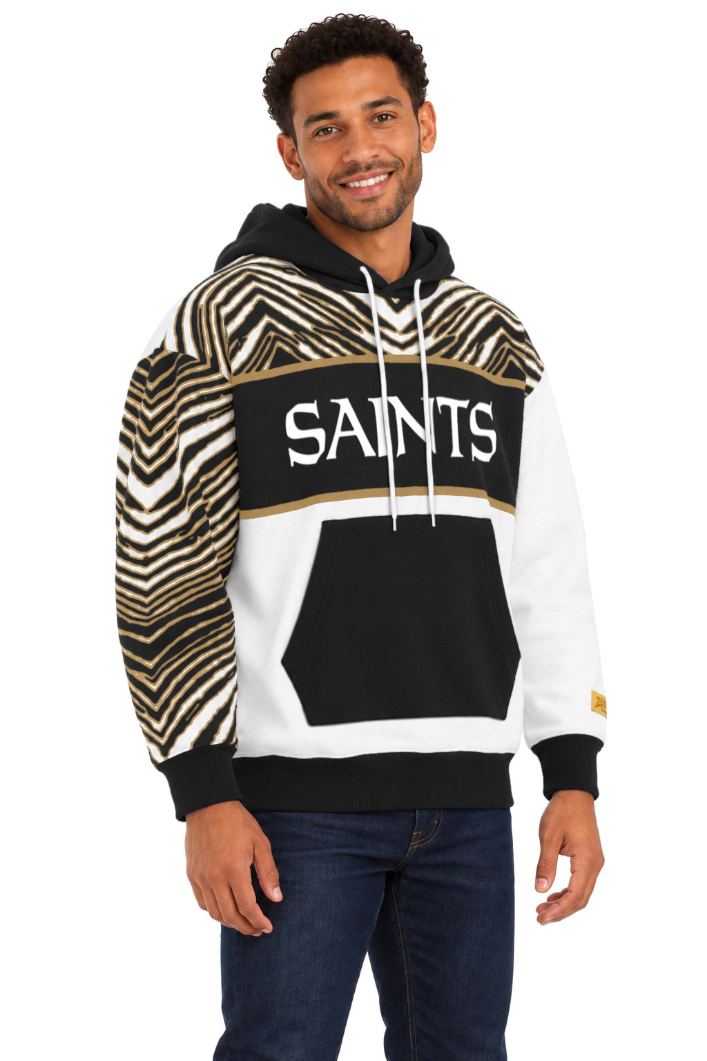 Zubaz NFL New Orleans Saints Unisex 90s Vintage Strong Arm Hoodie
