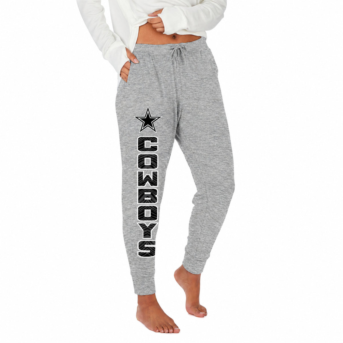 Zubaz NFL Dallas Cowboys Women's Gray Stacked Text Soft Marled Joggers