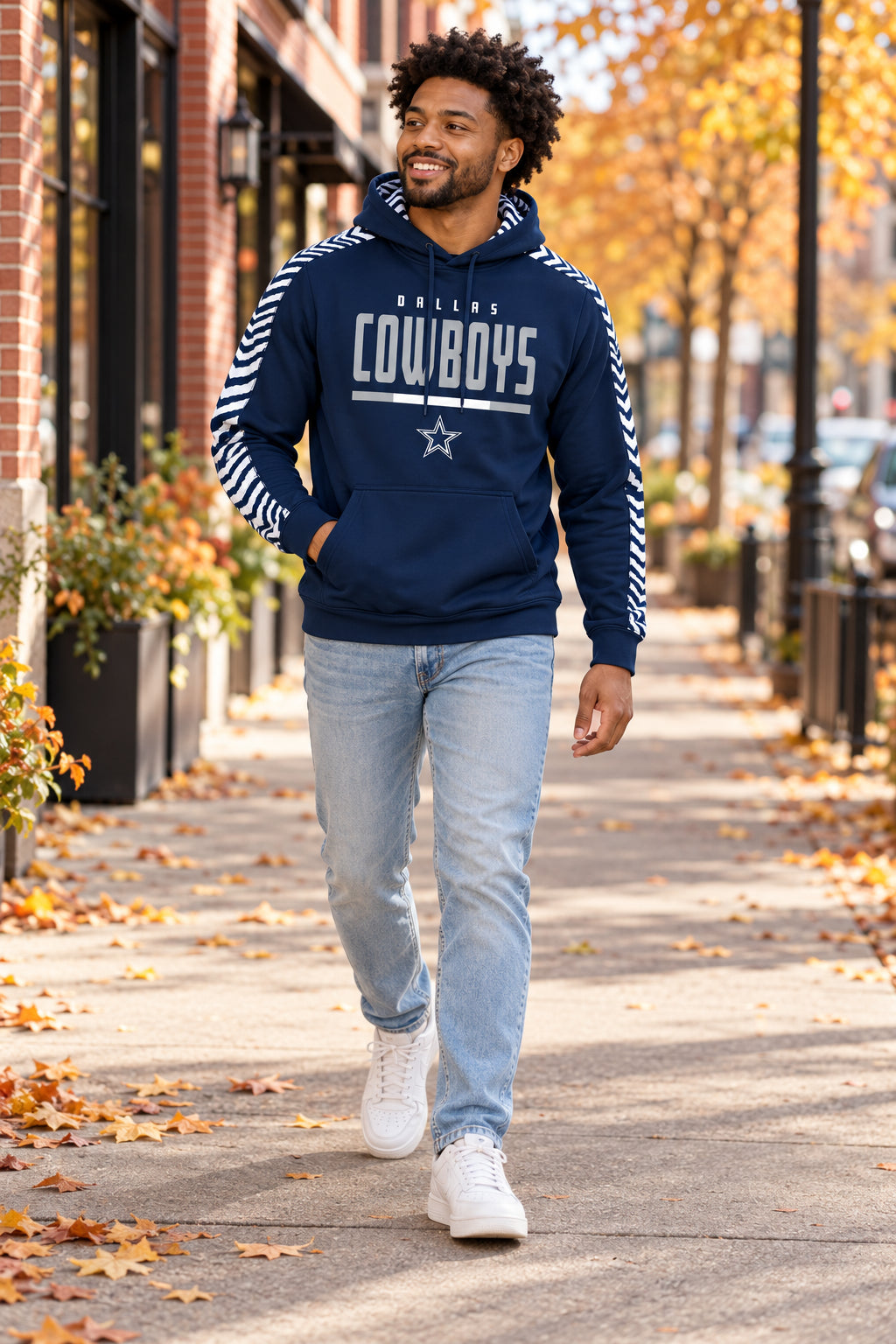 Zubaz NFL Dallas Cowboys Men's 2 Color Zebra Sleeve-Panel Linebacker Hoodie